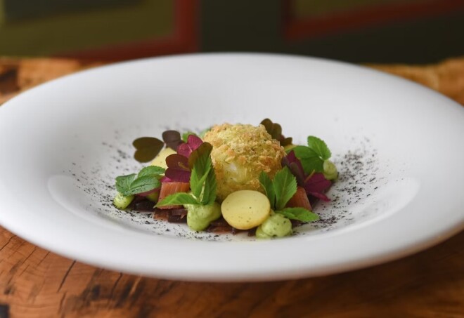 A truffle on a plate