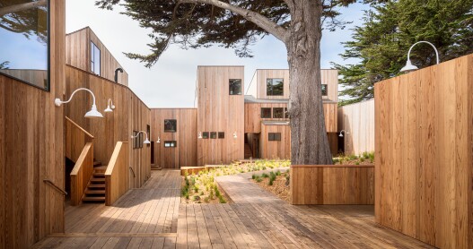 The courtyard at Sea Ranch Lodge is an example of the community's non-intrusive architecture. 