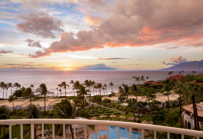 A suite with a view of the ocean at the Fairmont Kea Lani.