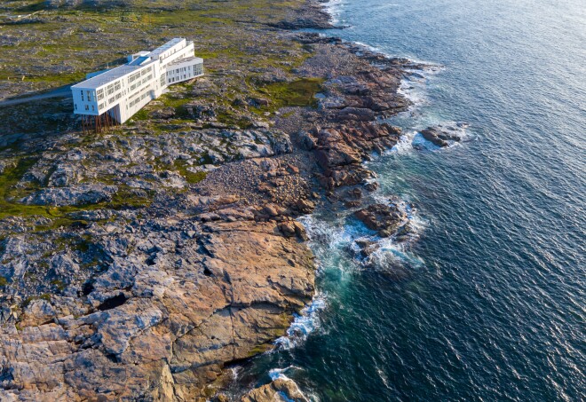 Fogo Island Inn is set along the shores of its namesake island's rugged coastline.